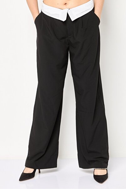 Forever 21 Women Regular Fit Plain wide Leg Pants, Black