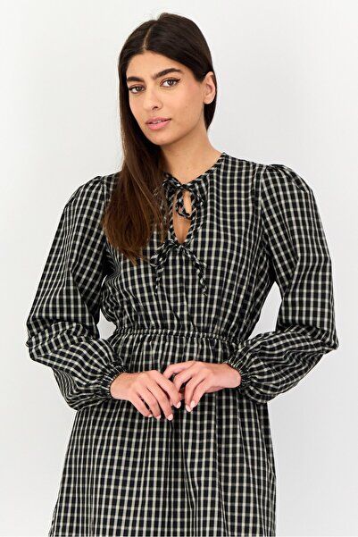 Threadbare Women Check Print Midi Dress, Multicolor