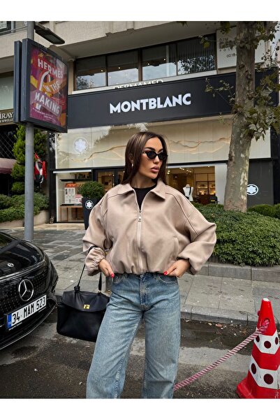 Crystal Life Bej Bomber Ceket