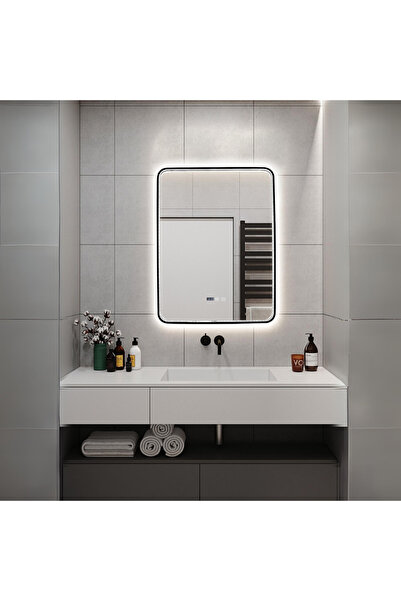 Smack Oglindă LED tactilă, model 1068-B, cu funcție de dezaburire și ceas, ra...