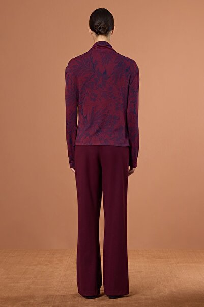 UPGRADE Desenli Örme Bluz Bordo