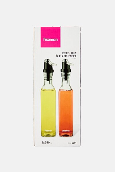 Fissman 2 Pcs Glass Oil And Vinegar Bottle Set 250 ml, Transparent