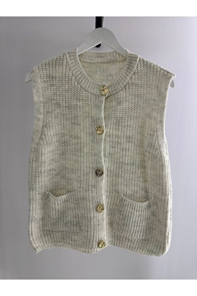 RECEP AYDIN Gold Buttoned Knitwear Vest