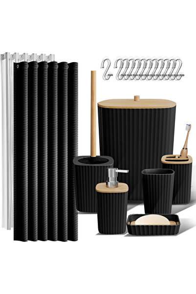 Elindor Set de 20 de accesorii de baie Elindor®, include coș de gunoi, set de...