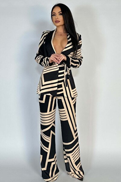 WildFashion Elegant 2-piece suit, jacket and pants with abstract print H761-100