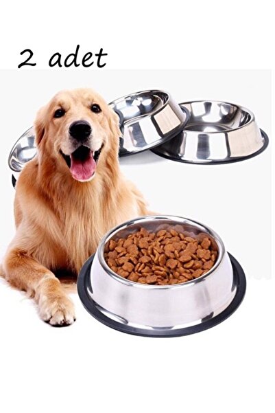 Kiesa 2 Adet Paslanmaz Çelik Mama Ve Su Kabı, Alt Taban 22 Cm (500 ML-16 OZ)