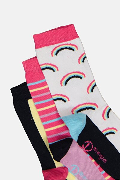 Original Penguin Kids Girl 5 Pair Allover Print Ankle Socks, Multicolor