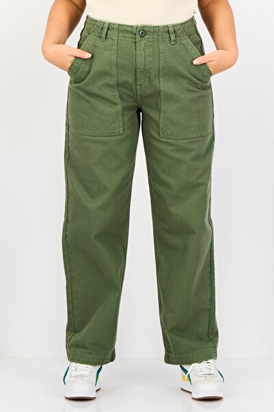 Vans Women Regular Fit Solid Non Stretchable Jeans, Olive