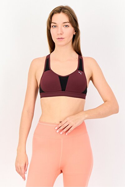 Puma Women Padded Sportswear Fit Training Bra, Maroon
