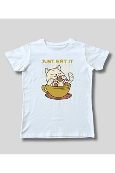 OEM Women's T-Shirt with Print, Just Eat It, Cotton, White, L INTL