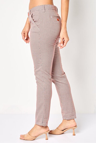 Reiko Women Fitted Mid Waist Houndstooth Print Dress Pants, Multicolor