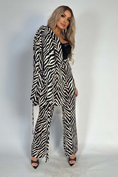 WildFashion Elegant 2-piece suit, jacket and trousers with zebra print H753-100