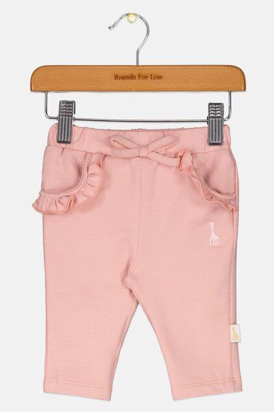 Sophie La Girafe بنطال ضيق سهل الارتداء بشعار مطرز للبنات الصغار، وردي