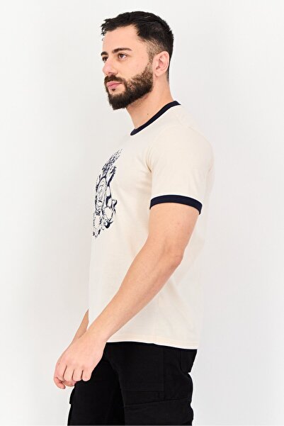 English Laundry Men Crew Neck Short Sleeve Vintage Logo T-Shirt, Cream