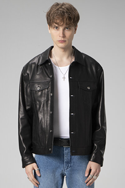 Dericlub سترة سيدني الرياضية الجامبو للرجال من الجلد الطبيعي