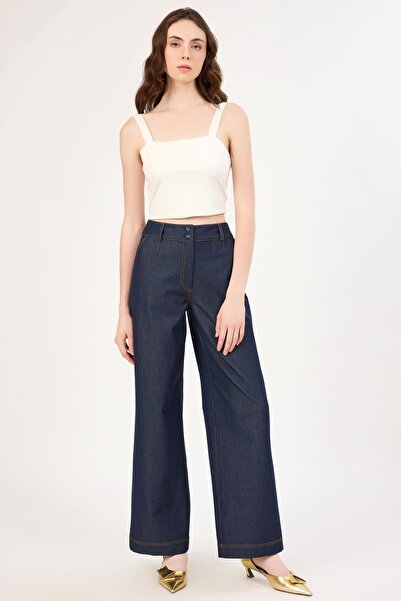 FEVER Likralı palazzo denim pantolon