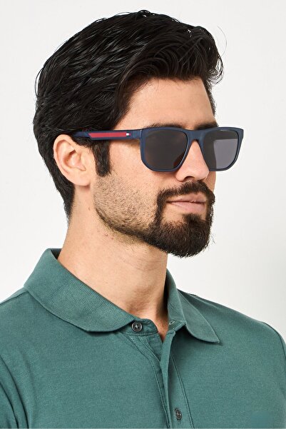 Tommy Hilfiger Men 2078938RU55IR Rectangular Sunglasses, Navy