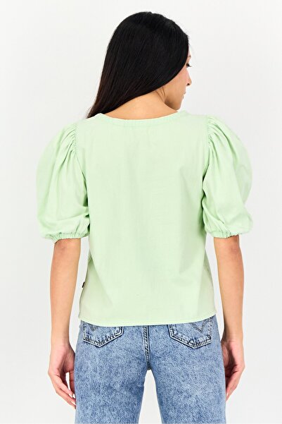 Levi's Women Round Neck Short Sleeve Solid Top, Mint Green