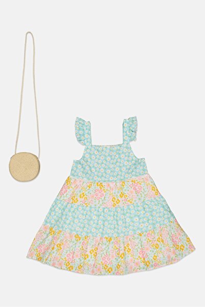 English Laundry فستان زهري للبنات، قطعتين، وحقيبة كروس، متعدد الألوان