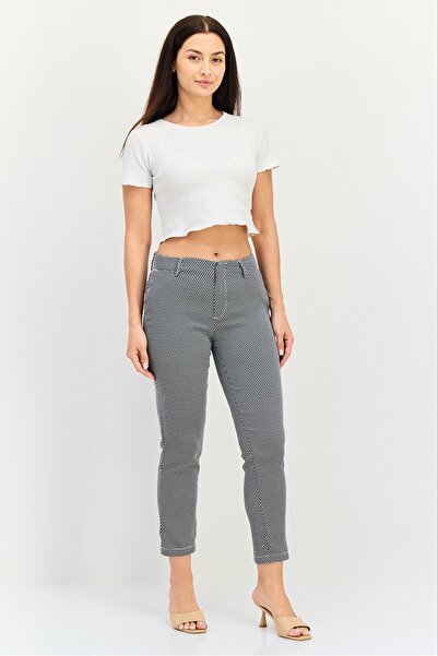 Reiko Women Cigarette Fit Diamond Print Straight Leg Pants, Multicolor