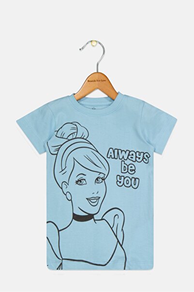 DİSNEY PRİNCESS Toddlers Girl Short Sleeve Graphic T Shirt, Light Blue
