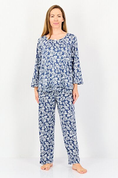 Ellen Tracy Women 2Pcs Floral Print Top And Pyjamas Sleepwear Set, Multicolor