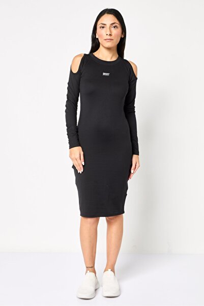 DKNY Sport Women Sportswear Fit Long Sleeve Outdoor Dress, Black