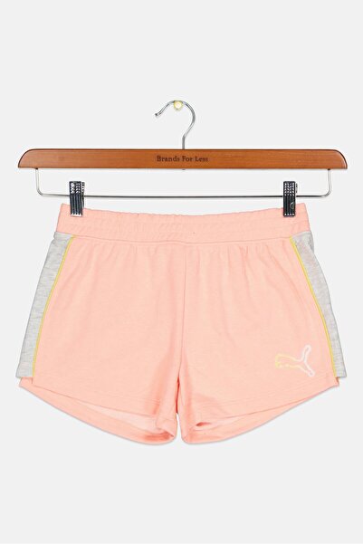 Puma Kids Girl Sportswear Fit Brand Logo Outdoor Shorts, Peach