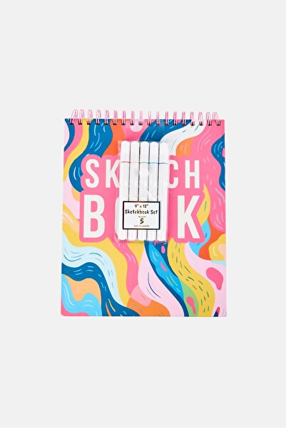 Paperbuzz دفتر رسم بصفحات مثقبة وخمسة أقلام تحديد ثنائية الأطراف، متعدد الألوان