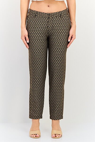 Reiko Women Cigarette Fit Diamond Pattern Dress Pants, Multicolor