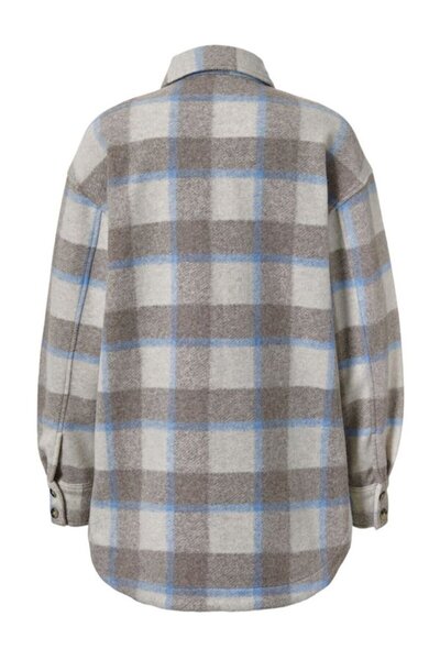 Tchibo Women Checked Long Sleeve Jacket Shirt, Grey Combo