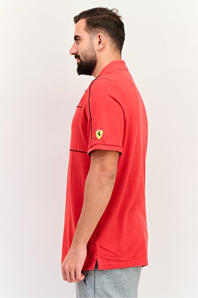 Puma Scuderia Ferrari Men Sportswear Fit Graphic Print Outdoor Polo Shirt, Red