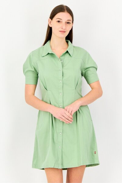 Levi's Women Solid Mini Dress, Green