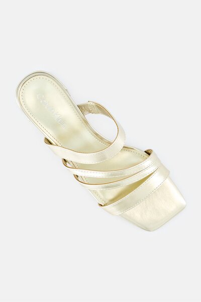 Calvin Klein Women Pretty Slip on Square Toe Sandals, Gold