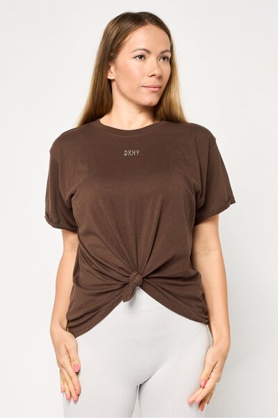 DKNY Sport Women Sportswear Fit Short Sleeves Outdoor T-Shirt, Brown