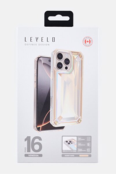 Levelo iPhone 16 Pro Venessa Diamond Design Protective Case, Gold