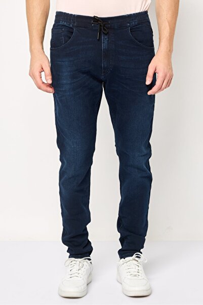 Replay Men Regular Fit Washed Stretchable Jeans, Navy Blue