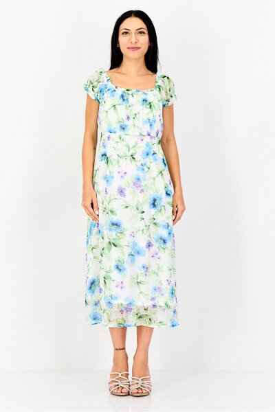 ORSAY فستان نسائي متوسط الطول بطبعة زهور، متعدد الألوان