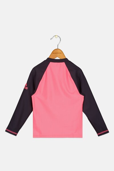 adidas Kids Girl Long Sleeve Two-Tone Rash Guard, Multicolor