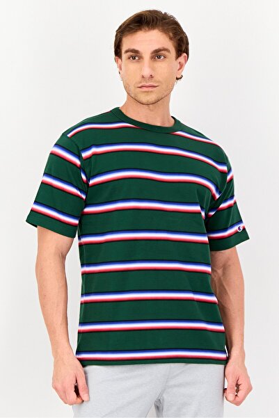 Champion تي شيرت رجالي رياضي مخطط بأكمام قصيرة مناسب للأنشطة الخارجية، متعدد ...