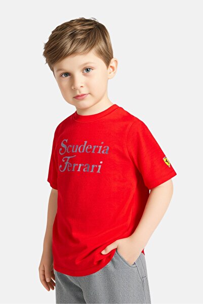 Scuderia Ferrari Toddlers Boy Crew Neck Short Sleeve Outdoor T-Shirt, Red