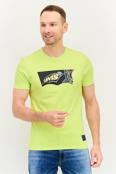 Levi's Men Crew Neck Short Sleeves Brand Logo T-Shirt, Lime Green