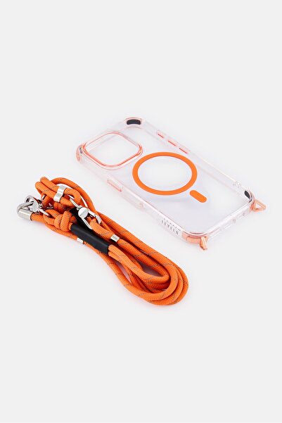 Levelo iPhone 16 Pro Celeste Magsafe Case With Crossbody Strap, Orange