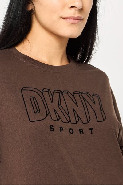 DKNY Sport Women Sportswear Fit Short Sleeve Outdoor T-Shirt, Brown