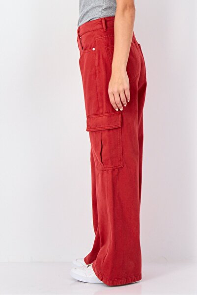 Don't Call Me Jennyfer Women Regular Fit Brand Logo Wide Leg Pants, Red