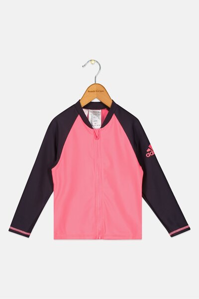 adidas Kids Girl Long Sleeve Two-Tone Rash Guard, Multicolor