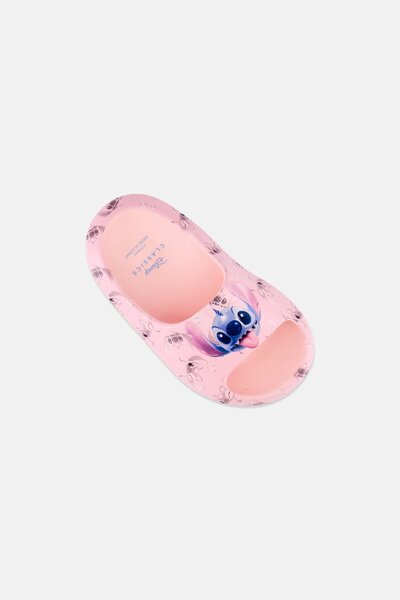 Disney Classics Kids Girl Stitch Slip On Slides, Pink