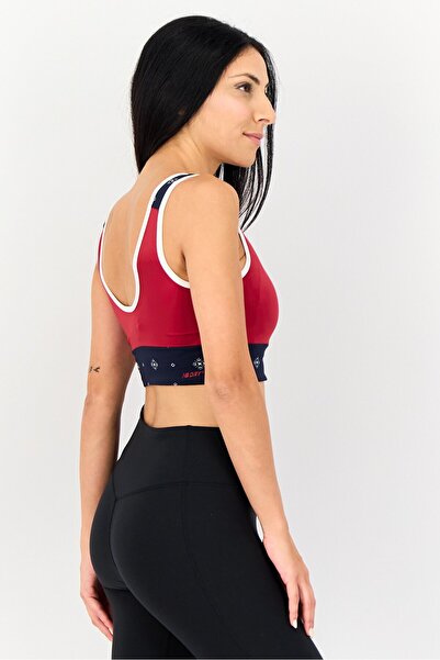 New Balance Women Brand Logo Padded Sports Bra, Red