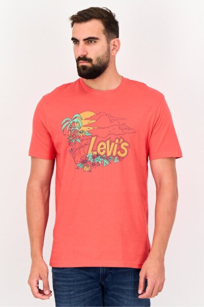 Levi's Men Crew Neck Graphic Print Short Sleeves T-Shirt, Red
