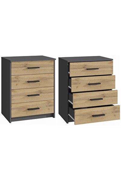 Other Comodă BODO 60cm 4S ANTRACIT-WOTAN 4 sertare pentru haine și jucării